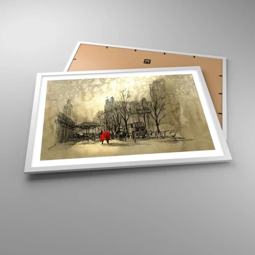 Plakat i hvid ramme - En date i London-tågen  - 70x50 cm