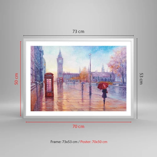 Plakat i hvid ramme - En efterårsdag i London - 70x50 cm