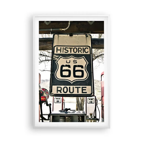 Plakat i hvid ramme - En retro-amerikansk rejse - 61x91 cm