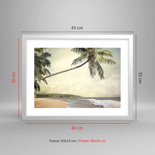 Plakat i hvid ramme - En tropisk drøm - 40x30 cm