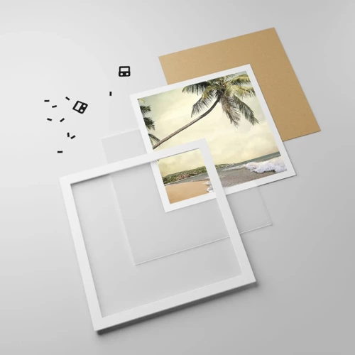 Plakat i hvid ramme - En tropisk drøm - 50x50 cm