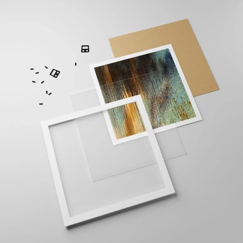 Plakat i hvid ramme - En utilsigtet farverig komposition - 60x60 cm