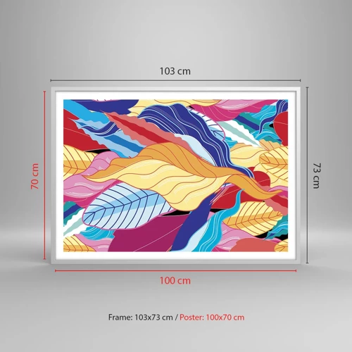 Plakat i hvid ramme - Et farverigt rod - 100x70 cm