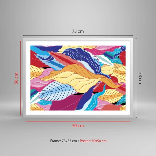 Plakat i hvid ramme - Et farverigt rod - 70x50 cm