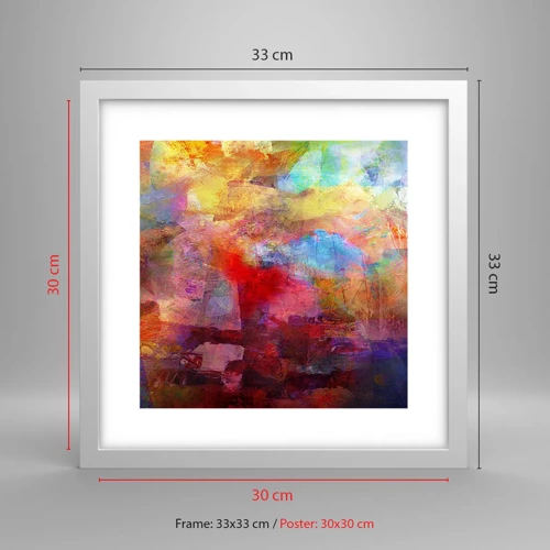 Plakat i hvid ramme - Et kig ind i regnbuen - 30x30 cm