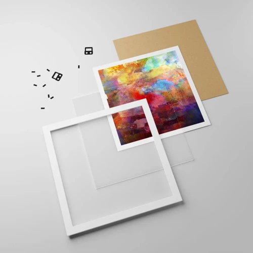 Plakat i hvid ramme - Et kig ind i regnbuen - 30x30 cm