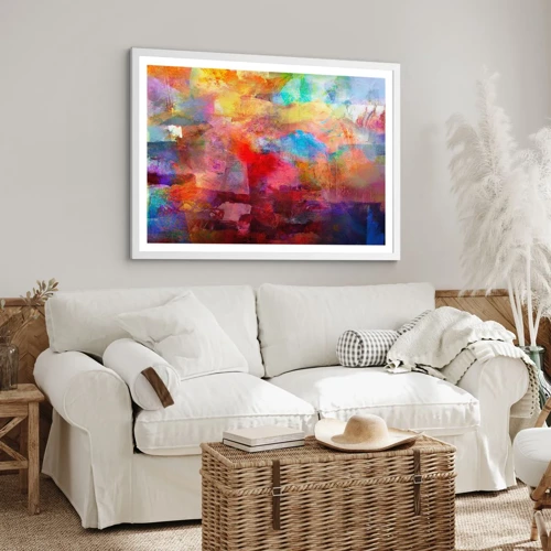 Plakat i hvid ramme - Et kig ind i regnbuen - 50x40 cm