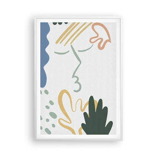 Plakat i hvid ramme - Et kys af blomster - 70x100 cm