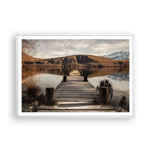Plakat i hvid ramme - Et landskab i stilhed - 100x70 cm