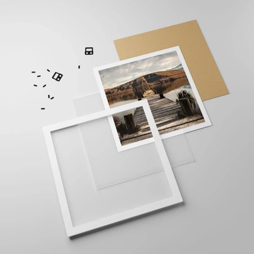 Plakat i hvid ramme - Et landskab i stilhed - 40x40 cm