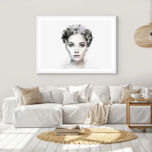 Plakat i hvid ramme - Et meget stilfuldt portræt - 100x70 cm