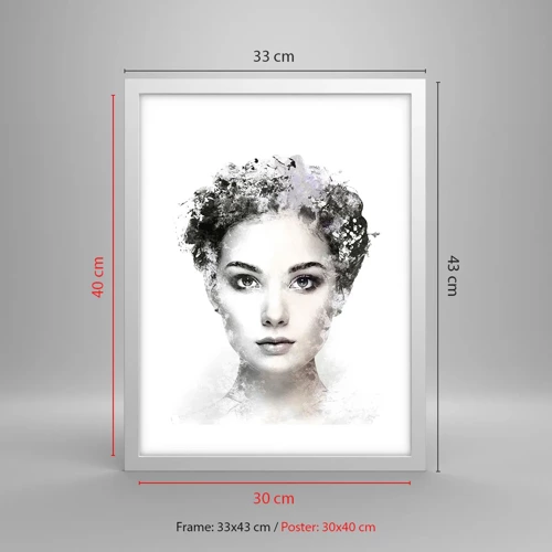 Plakat i hvid ramme - Et meget stilfuldt portræt - 30x40 cm