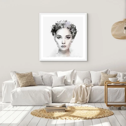 Plakat i hvid ramme - Et meget stilfuldt portræt - 60x60 cm