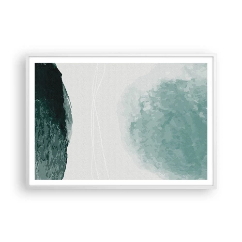 Plakat i hvid ramme - Et møde med tåge - 100x70 cm