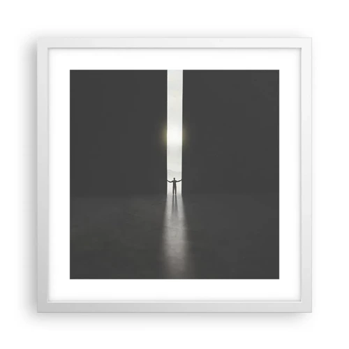 Plakat i hvid ramme - Et skridt mod en lys fremtid - 40x40 cm