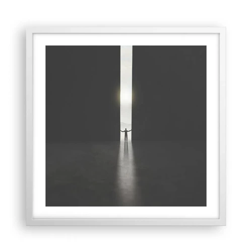 Plakat i hvid ramme - Et skridt mod en lys fremtid - 50x50 cm