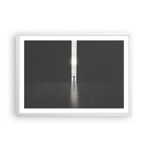 Plakat i hvid ramme - Et skridt mod en lys fremtid - 70x50 cm