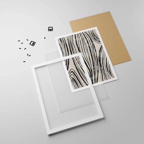 Plakat i hvid ramme - Et spild af linjer - 50x70 cm