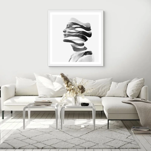 Plakat i hvid ramme - Et surrealistisk portræt - 40x40 cm