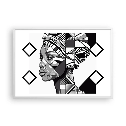 Plakat i hvid ramme - Etnisk portræt - 100x70 cm