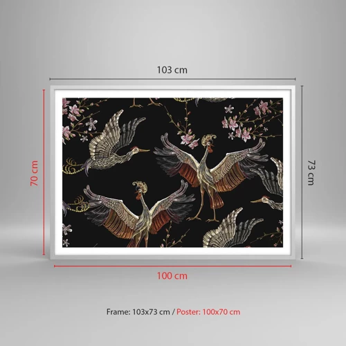 Plakat i hvid ramme - Eventyrlig fugl - 100x70 cm