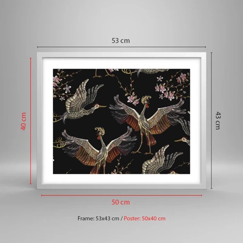 Plakat i hvid ramme - Eventyrlig fugl - 50x40 cm