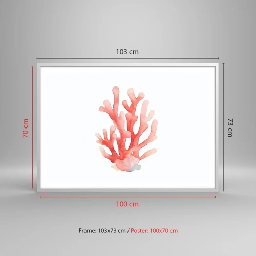 Plakat i hvid ramme - Farven koral - 100x70 cm
