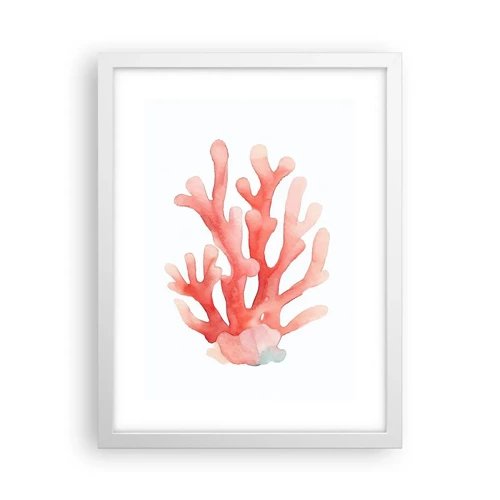 Plakat i hvid ramme - Farven koral - 30x40 cm