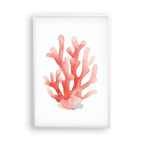Plakat i hvid ramme - Farven koral - 61x91 cm