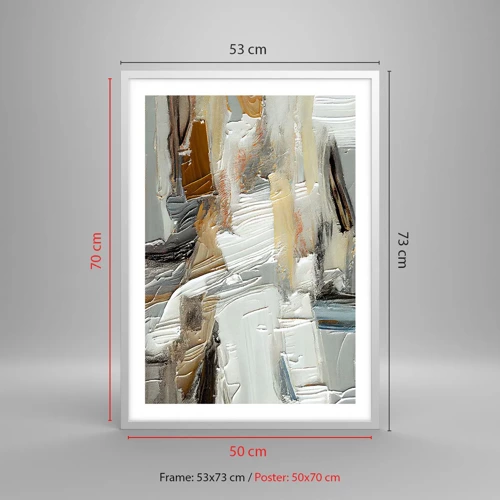 Plakat i hvid ramme - Farverige lagdelinger - 50x70 cm