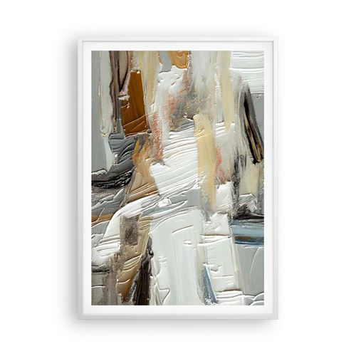 Plakat i hvid ramme - Farverige lagdelinger - 70x100 cm