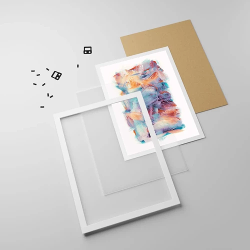 Plakat i hvid ramme - Farverigt rod - 50x70 cm