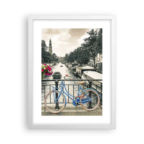 Plakat i hvid ramme - Farverne i Amsterdams gader - 30x40 cm