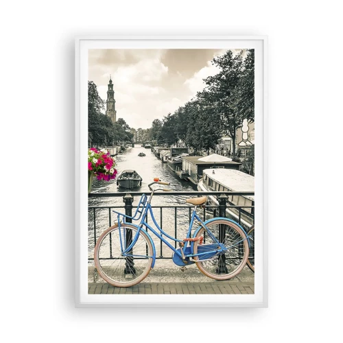 Plakat i hvid ramme - Farverne i Amsterdams gader - 70x100 cm