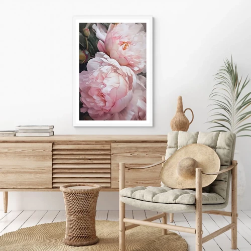 Plakat i hvid ramme - Fastlåst i blomstring - 30x40 cm