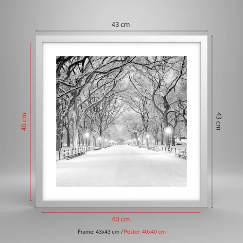 Plakat i hvid ramme - Fire årstider - vinter - 40x40 cm