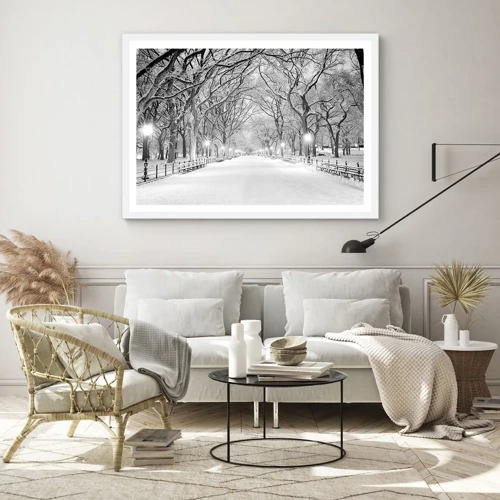 Plakat i hvid ramme - Fire årstider - vinter - 50x40 cm
