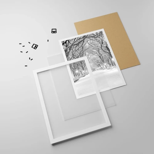 Plakat i hvid ramme - Fire årstider - vinter - 50x70 cm