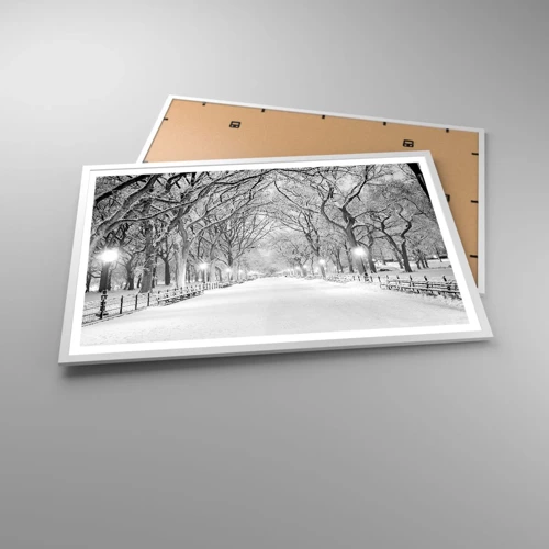 Plakat i hvid ramme - Fire årstider - vinter - 91x61 cm