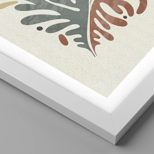 Plakat i hvid ramme - Flerfarvet blad - 50x40 cm