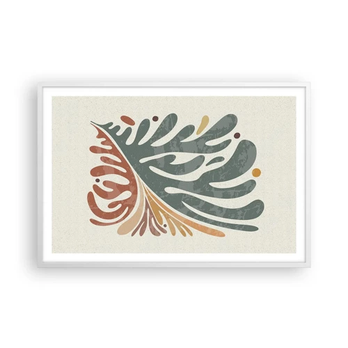 Plakat i hvid ramme - Flerfarvet blad - 91x61 cm