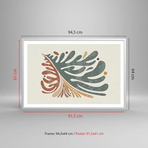 Plakat i hvid ramme - Flerfarvet blad - 91x61 cm