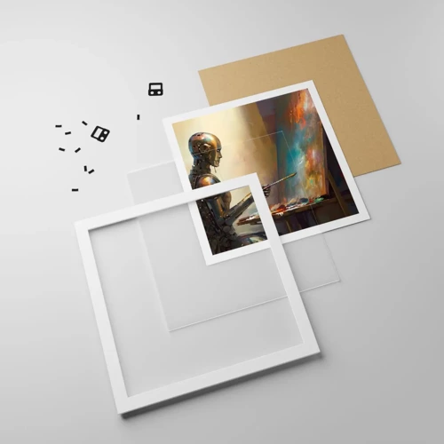 Plakat i hvid ramme - Fremtidens kunst - 60x60 cm