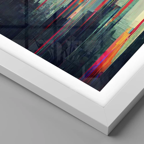 Plakat i hvid ramme - Futuristisk by - 30x30 cm