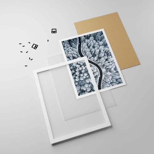 Plakat i hvid ramme - Gennem en vinterskov - 30x40 cm