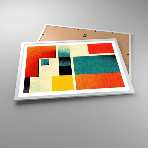 Plakat i hvid ramme - Geometrisk abstraktion - god energi - 70x50 cm