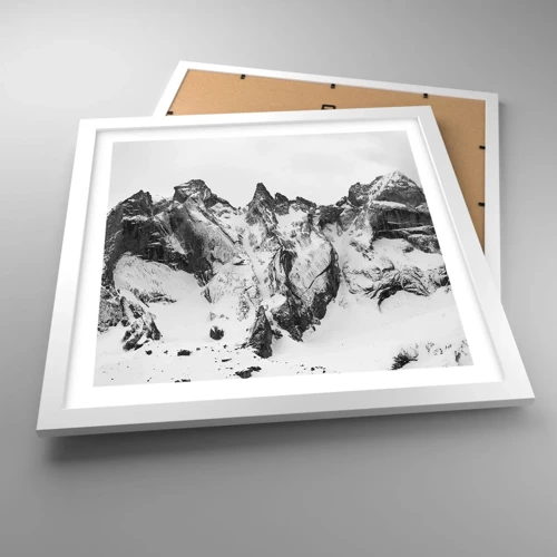 Plakat i hvid ramme - Granit truende højderyg - 40x40 cm