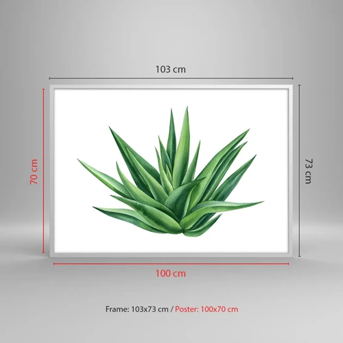 Plakat i hvid ramme - Grøn - styrke - liv - 100x70 cm