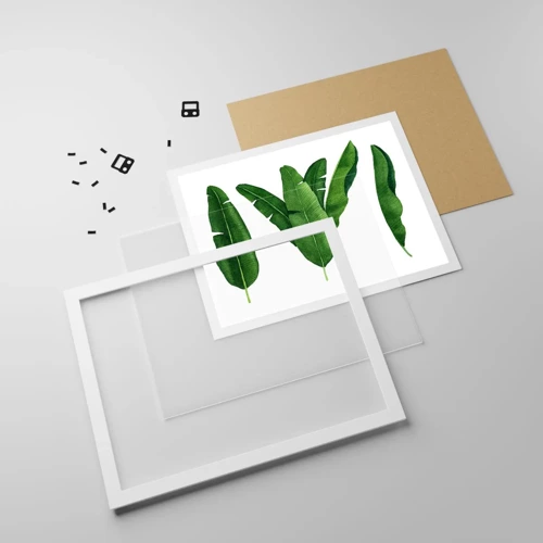 Plakat i hvid ramme - Grøn symmetri - 91x61 cm
