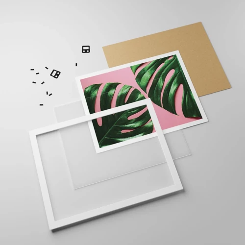 Plakat i hvid ramme - Grønt rendez-vous - 91x61 cm